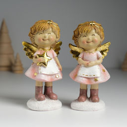 Фигурка полистоун Ангелочек в розовом платье и белом фартуке, 6.5?5?12.5 см, МИКС