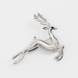 Брошь новогодняя «Олень», цвет белый в серебре