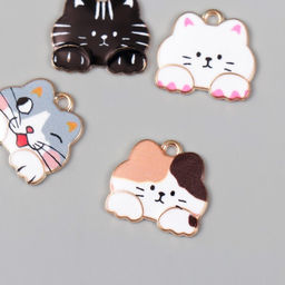 Цена за 4 шт. Декор для творчества металл Котик, эмаль, 1.71.8 см, МИКС - Арт узор фото 3