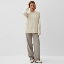 Джемпер женский MINAKU: Knitwear collection, бежевый, размер 46-48  фото 2