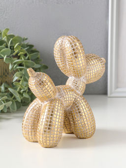 Фигурка полистоун «Воздушный шарик - собачка, в клеточку», под золото, 15×6.7×15 см