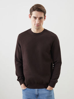 Bisiklet Yaka Uzun Kollu Bask?l? Erkek Sweatshirt