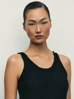 Вязаный топ из хлопка с пайетками / Zarina  фото 13