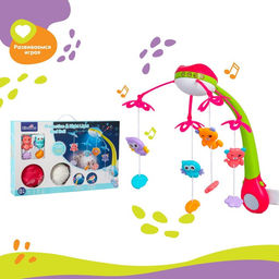 Мобиль музыкальный на кроватку «Яркие птички», с ночником + пульт, цвет МИКС