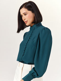 Блуза-косоворотка много пуговиц OD-55O-13 морская волна - Tantino фото 8