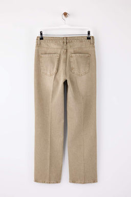 Bej Utu Izli Normal Bel Straight Jeans TWOSS26JE00049