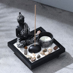 Японский сад камней настольный «Дзен. Успех», с подставкой для благовоний, набор аксессуаров,12.5×12.5×13 см, бетон