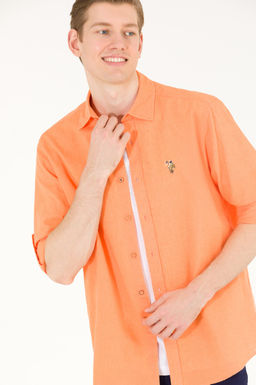 U. S. Polo Assn / Мужская оранжевая базовая рубашка с длинным рукавом - U.s. polo assn фото 17