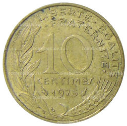 Монета 10 сантимов 1975 года Франция