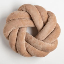 Подушка-узел Этель, d=33см, цвет тёмно-бежевый, велюр