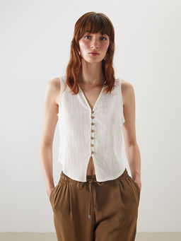 V Yaka Dokulu M?slin Kad?n Yelek