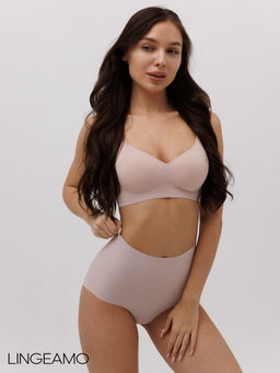 Бесшовные трусы слипы с высокой посадкой Lingeamo пудровый ВР-05 (102)  фото 6