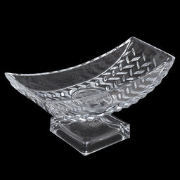 Блюдо стеклянное "Ладья зигзаг" 29,6х11,4х14см, 600мл, на ножке, основание 10,6х10,6см, в коробке (Китай)