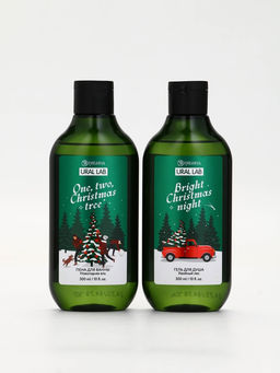 Подарочный набор новогодний: гель для душа, пена для ванны и мочалка, URAL LAB