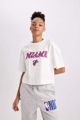 DeFactoFit Футболка с короткими рукавами и круглым вырезом NBA Miami Heat  фото 7