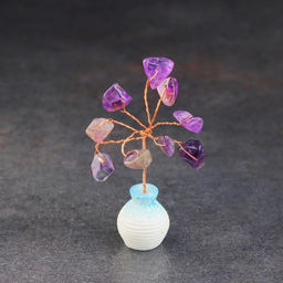 Цена за 2 шт. Денежное дерево декоративное «Сувенир бонсай. Мудрость. Аметист», натуральный камень, 7×3 см