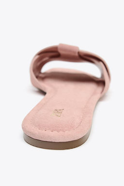 FLAT LEATHER CROSS-STRAP SANDALS - Zara фото 12