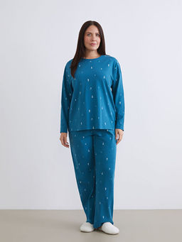 Bisiklet Yaka Y?lba?? Temal? Kad?n Pijama Tak?m?