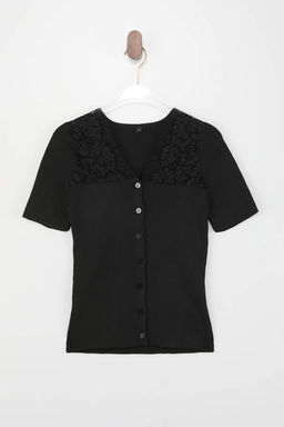 Siyah Dantel Detayl? Fitilli Triko Bluz TWOSS26BZ00124 - Trendyolmilla фото 5