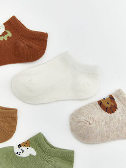 Hayvan Bask?l? Erkek Bebek Patik ?orap 5li