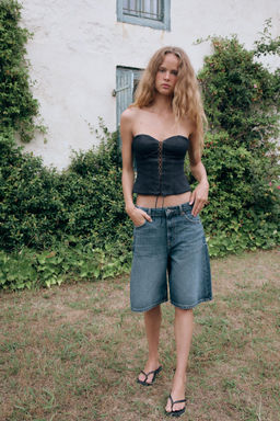 TOP CORSETERO DENIM TRF / ?ndigo oscuro