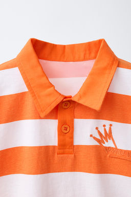 POLO RAYAS BORDADO / Naranja vivo - Zara фото 3