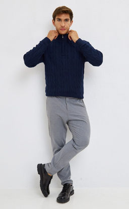 Джемпер мужской с воротником на молнии P221-15-235 тёмно-синий - Primm фото 7