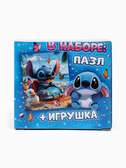 Пазл и мягкая игрушка «Стич», подарочный набор 2в1, 35 деталей