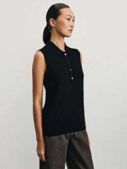 Трикотажный топ с воротником поло / Zarina фото 4