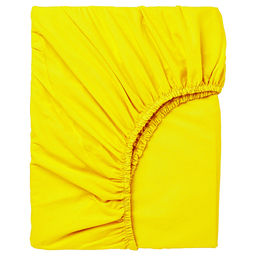 "Желтый" Простыня на резинке "Евро Макси" 180х200см, свесы 27см, поплин 115г/м2, хлопок 100%, "Домашняя мода" (Россия)