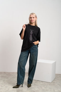 Футболка женская оверсайз черный "Зачеркнутые города"