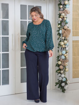 Блузка 1464 зеленый в горошек