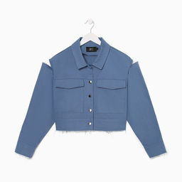 Рубашка женская укороченная с разрезами MIST: Denim, размер 44, синяя
