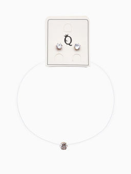 Гарнитур 2 предмета: кулон, серьги На леске классика, цвет белый в золоте, 30 см