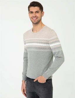 A__k Gri Melanj Slim Fit Fermuarl_ Triko H_rka