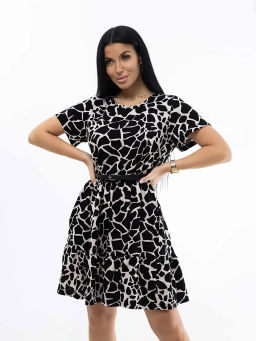 Платье женское, цвет черный бежевый