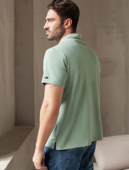 Футболка-поло из фактурного трикотажа - Vilatte фото 5