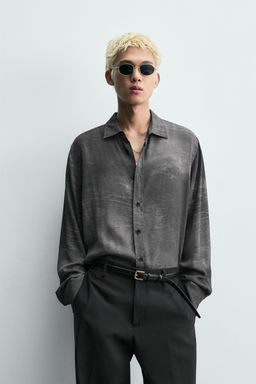 CAMISA FLUIDA ESTAMPADO EFECTO LAVADO / Gris - Zara фото 2