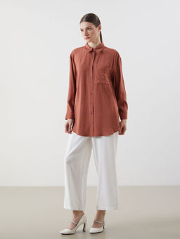 Dokulu Oversize Krinkle Kad?n G?mlek Tunik