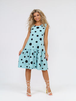 914 Сарафан "Горох/дымчато-голубой"