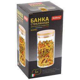 Стеклянная банка для сыпучих продуктов с крышкой BAMBU, объем: 1 л арт.004449 /Mallony/  фото 7