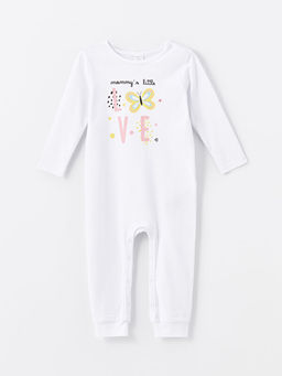 Bisiklet Yaka Uzun Kollu Bask?l? K?z Bebek Tulum