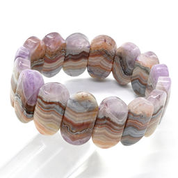 Браслет из Агата Крейзи с включением аметиста овал 24*14мм, 70г Радуга камня