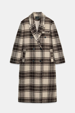 EXTRA-LONG CHECKED WOOL COAT - Zara фото 2