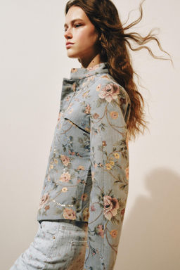 BLAZER JACQUARD ZW COLLECTION / celeste vigore - Zara фото 4