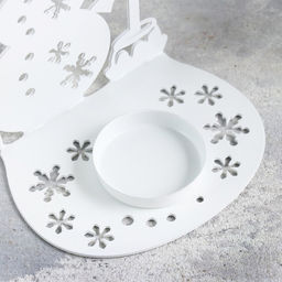 Металлический подсвечник на 1 свечу Снеговик, 10.7?15 см, белый