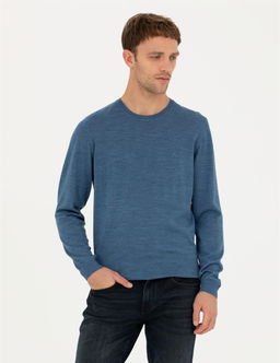 Mavi Slim Fit Bisiklet Yaka Y_n Kar___ml_ Basic Triko Kazak