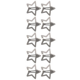 Заколки для волос НАБОР 10 шт., 3 см, клик-клак, звездочки, глянцевый, серебристый, MONTE VITA