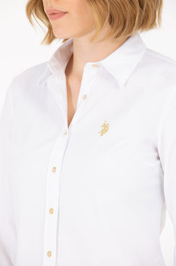 U. S. Polo Assn Женская белая базовая рубашка с длинным рукавом - U.s. polo assn фото 7
