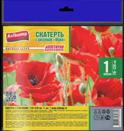 Avikomp скатерть одноразовая 110*220см (1шт) с рисунком Маки